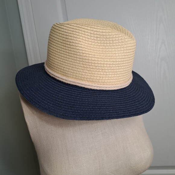 Blue and Straw Nautical Rope Hat